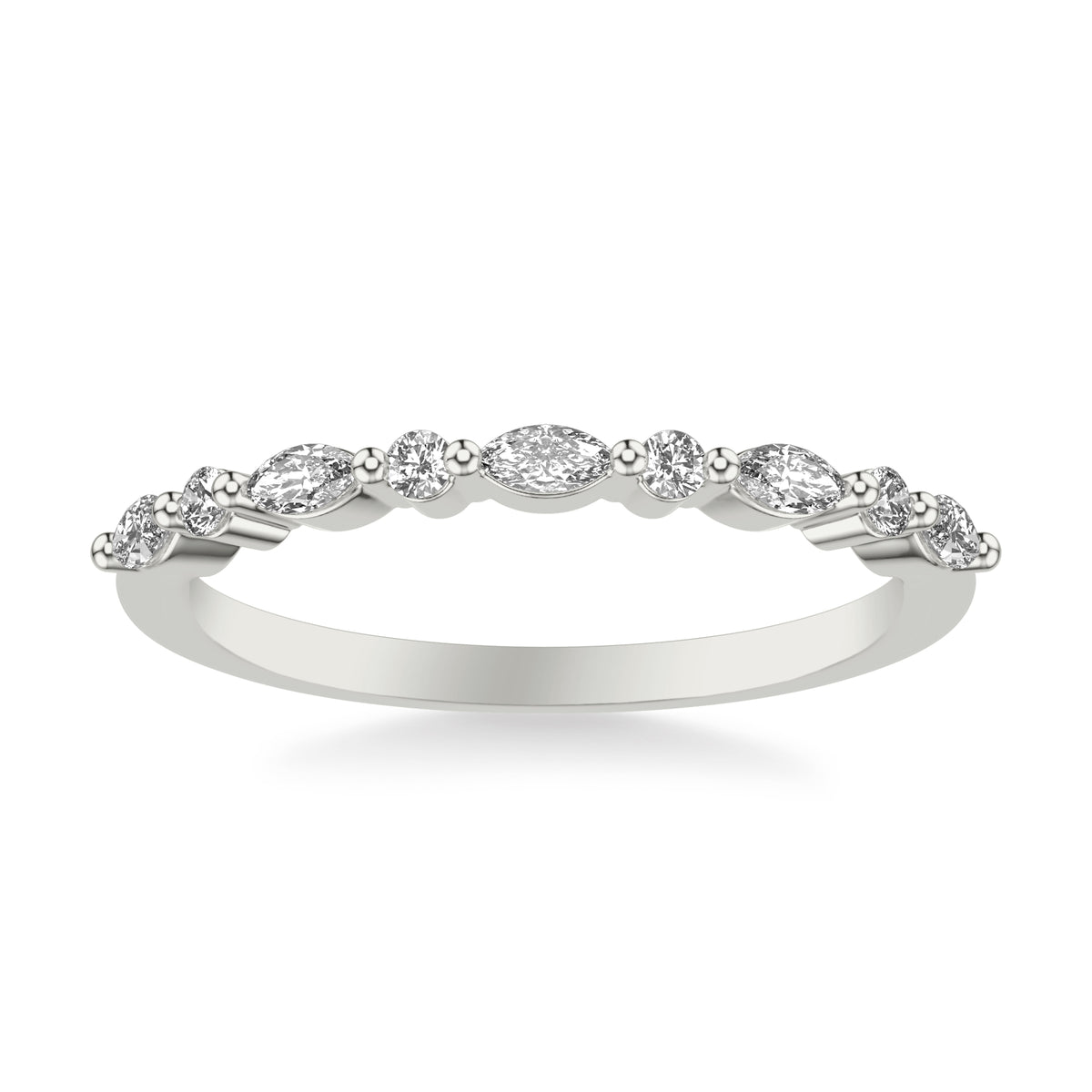 Contemporary Stackable with Alternating Round and Marquise Diamond Ring