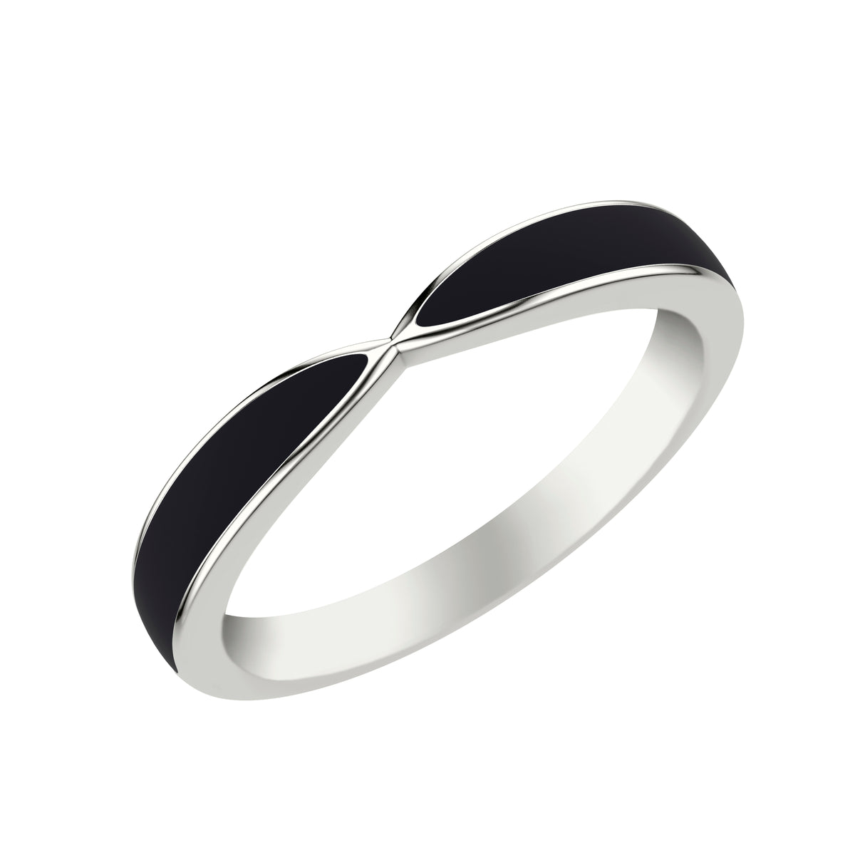 Pinched Wedding Band with Ceram8 Inlay