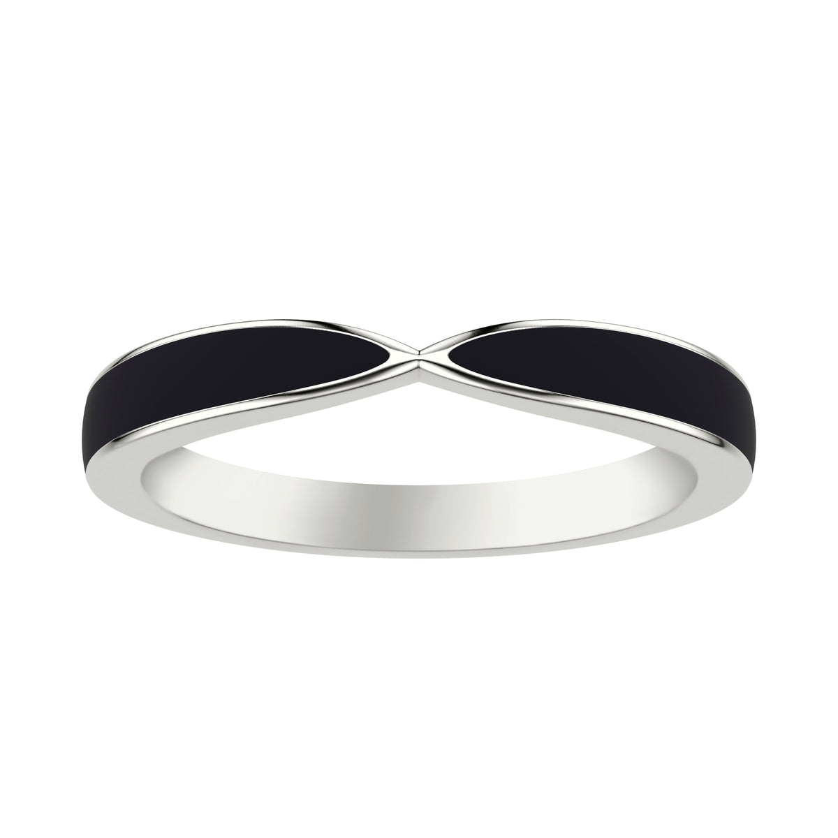 Pinched Wedding Band with Ceram8 Inlay