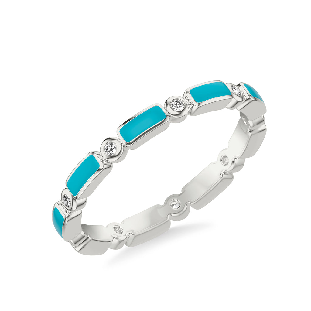 Stackable with Alternating Bezel Diamonds and Ceram8  Inlay