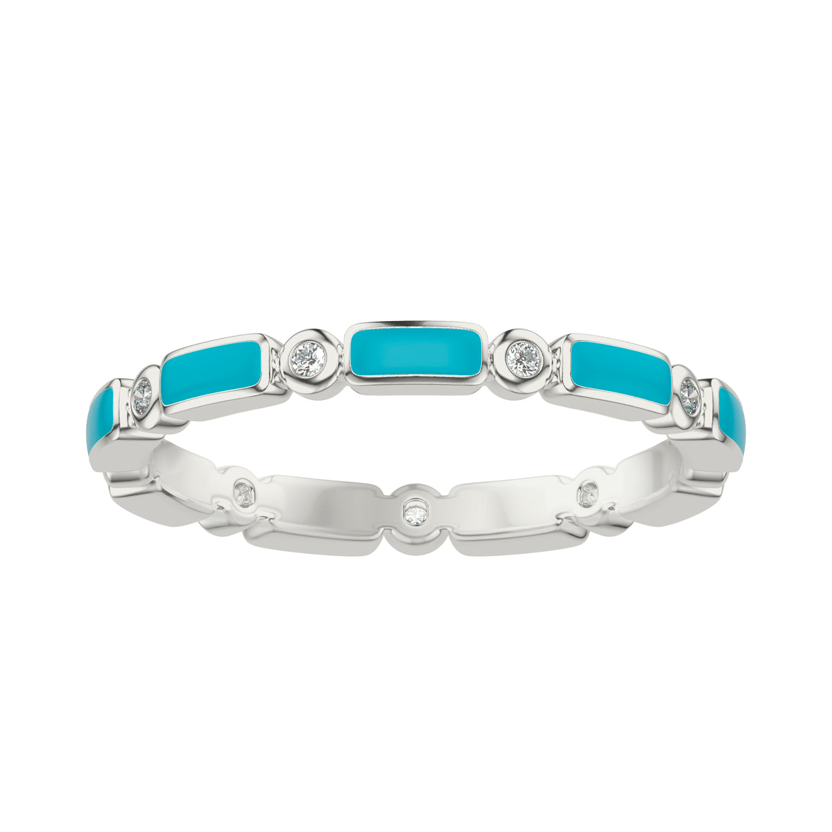Stackable with Alternating Bezel Diamonds and Ceram8  Inlay