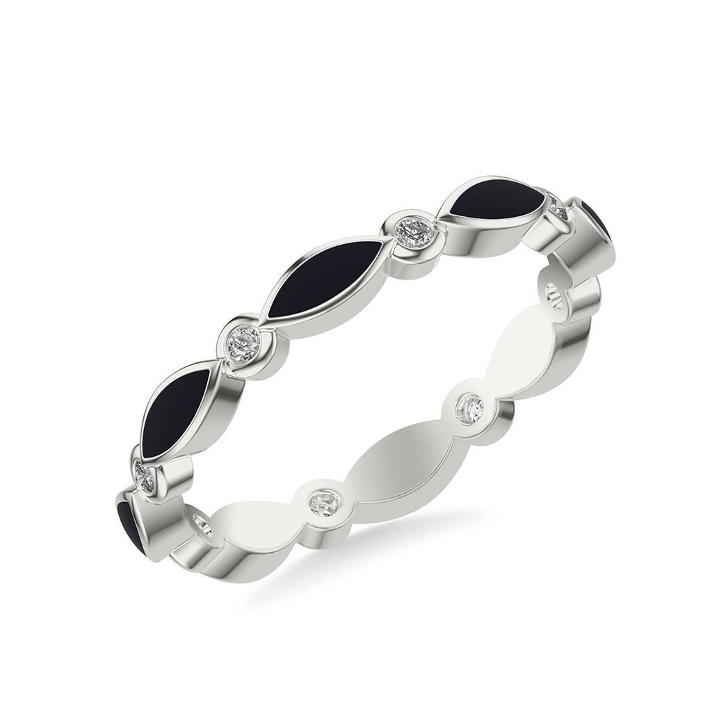 Stackable with Alternating Round Diamonds and Marquise Ceram8 Inlay