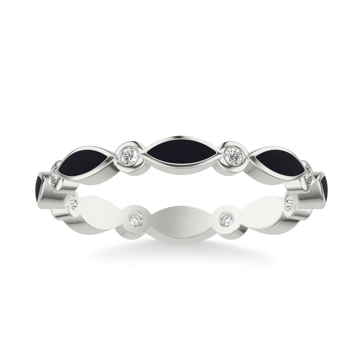Stackable with Alternating Round Diamonds and Marquise Ceram8 Inlay