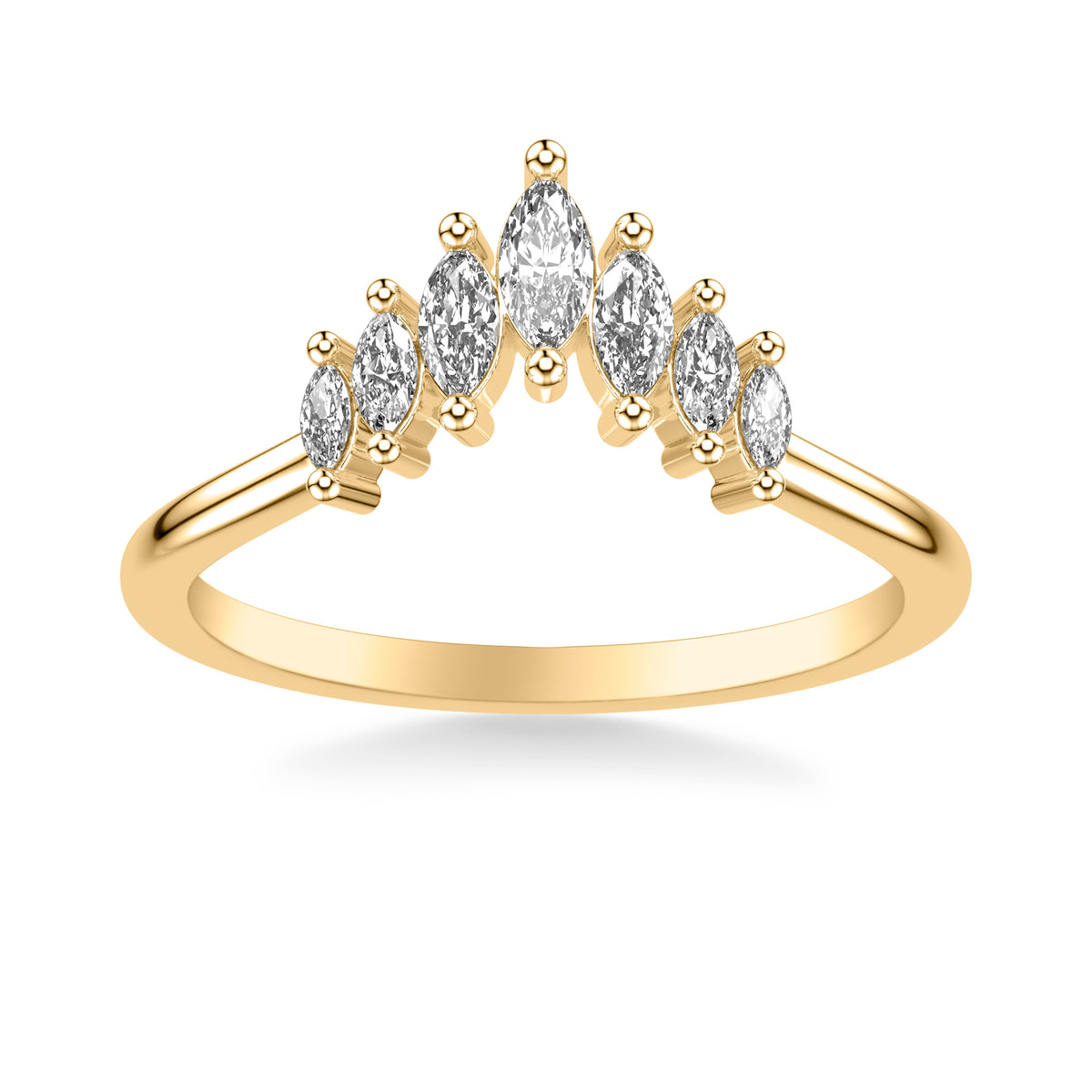 Contemporary Curved Stackable with Prong Set Graduated Marquise Diamond Tiara Band