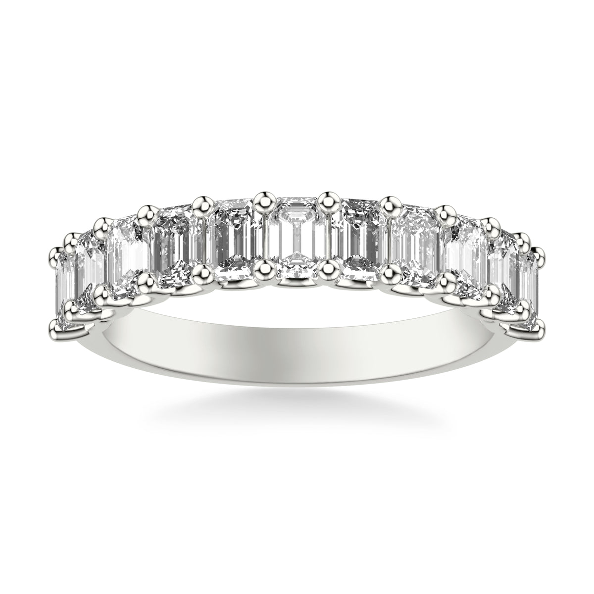 Anniversary Band with North/South Emerald Diamonds and Double Shared Prong