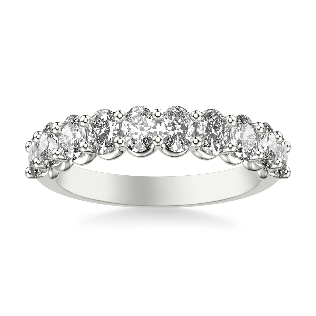 Anniversary Band with North/South Oval Diamonds and Double Shared Prong