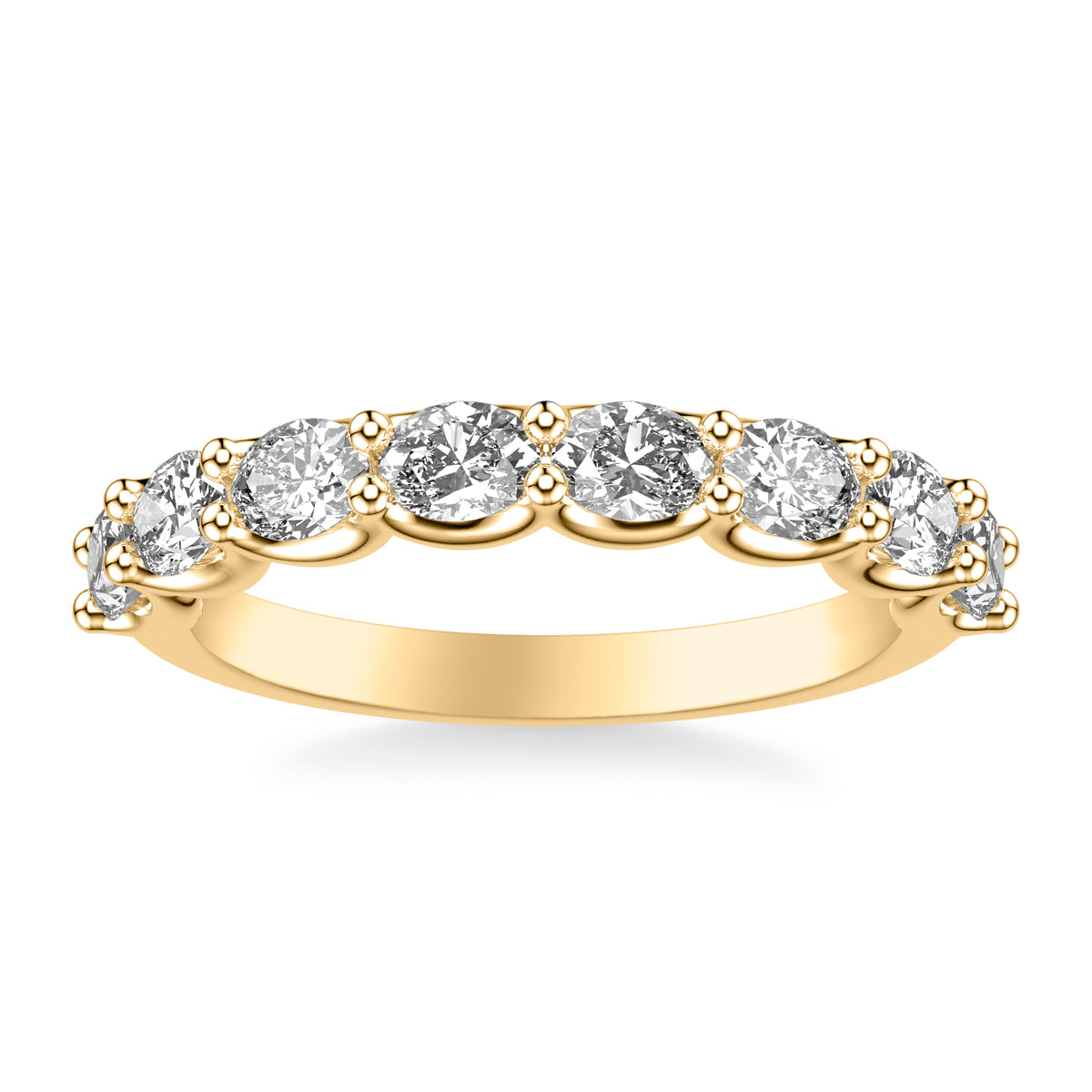 Anniversary Band with East/West Oval Diamonds and Double Shared Prong