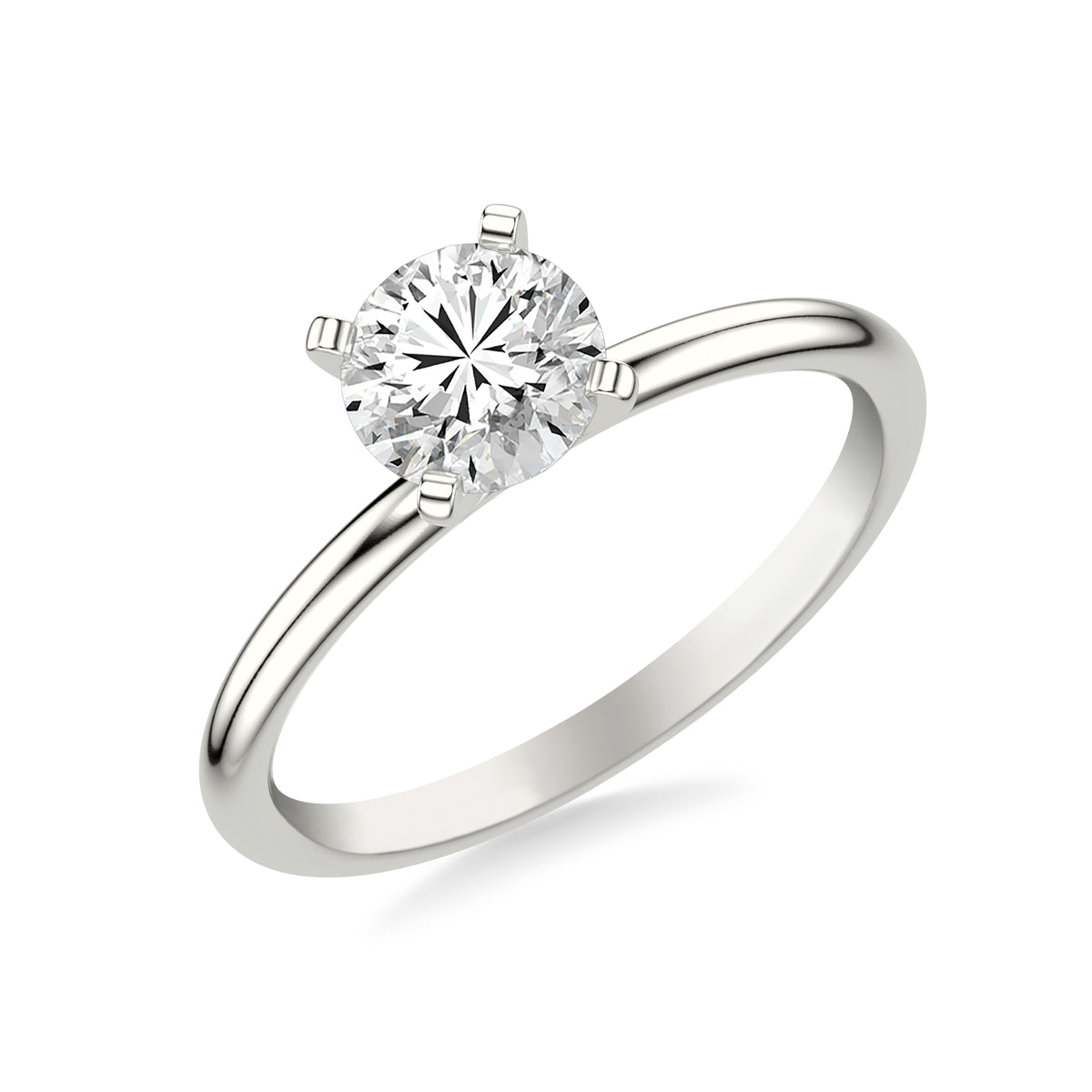 Diamond Solitaire Engagement Ring with Polished Shank Complete with Center Stone