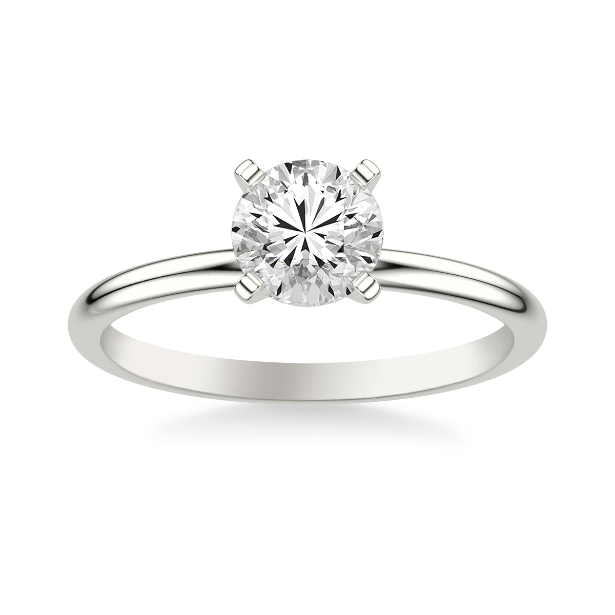 Diamond Solitaire Engagement Ring with Polished Shank Complete with Center Stone