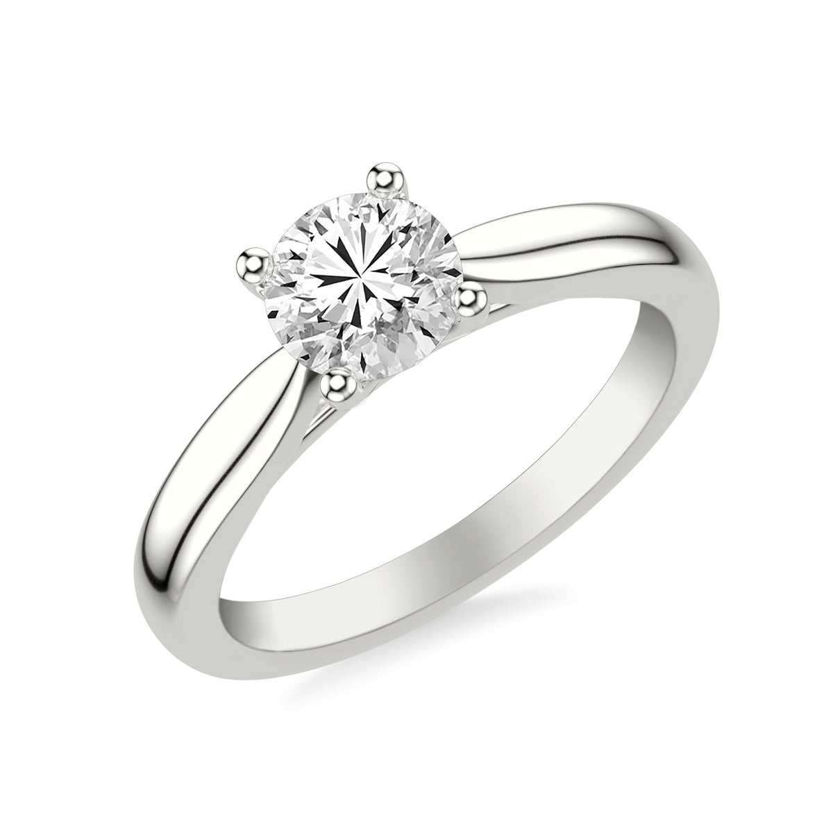 Diamond Solitaire Engagement Ring with Wide Polished Cathedral Shank Complete with Center Stone