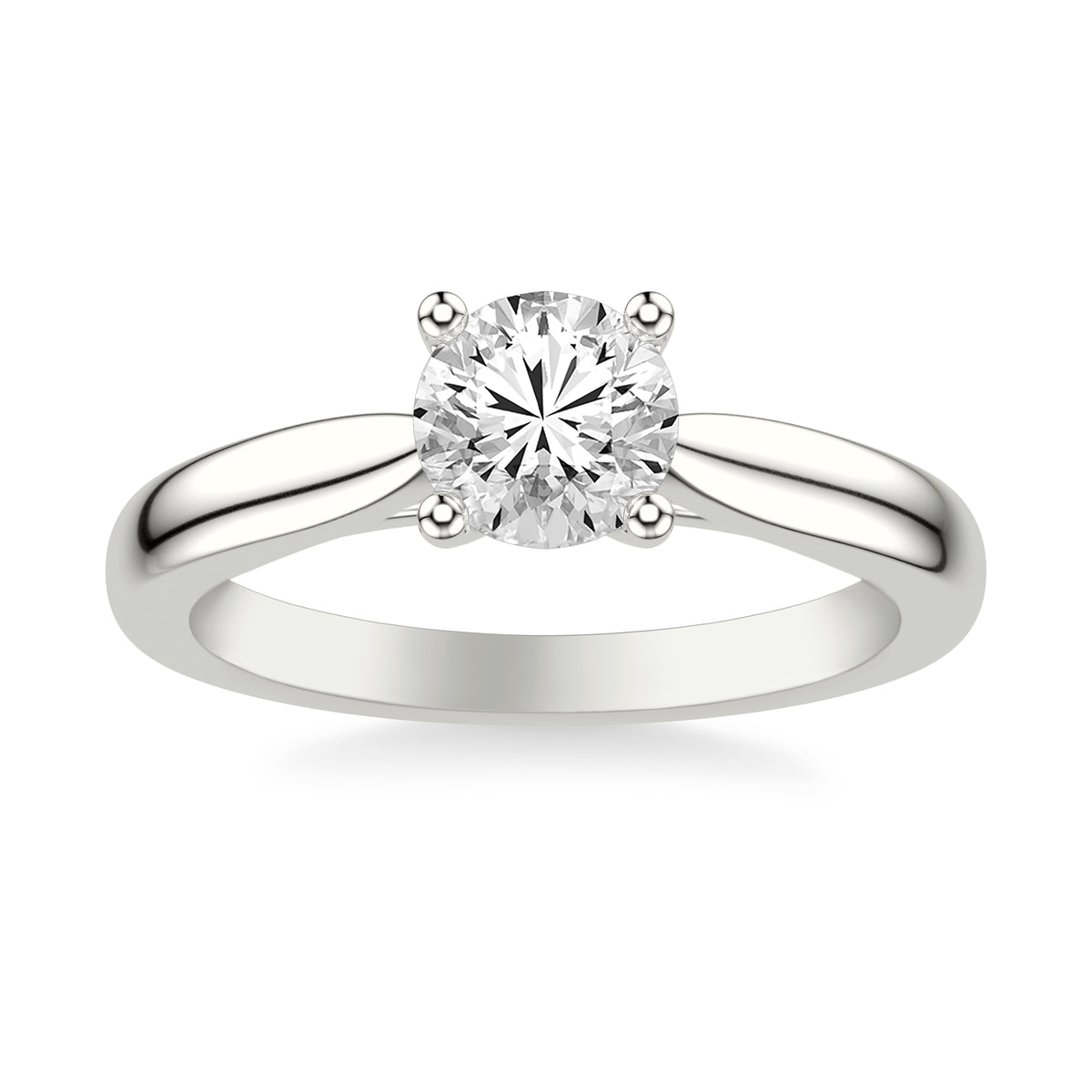 Diamond Solitaire Engagement Ring with Wide Polished Cathedral Shank Complete with Center Stone