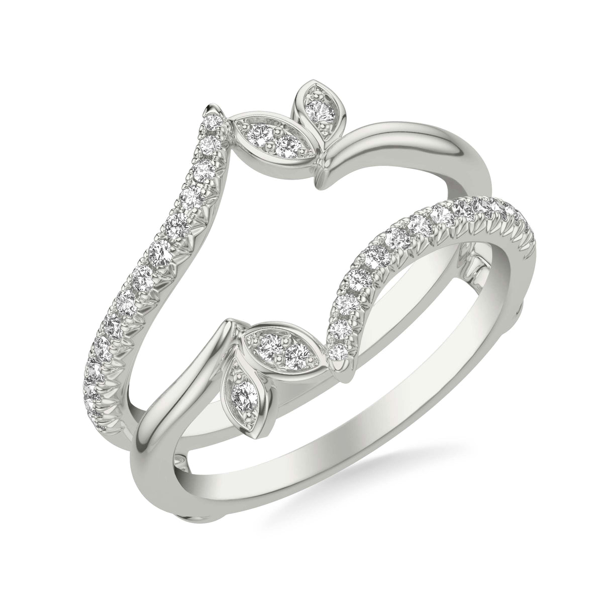 Contemporary Asymmetrical Floral Ring Enhancer with Diamond Petal Accents