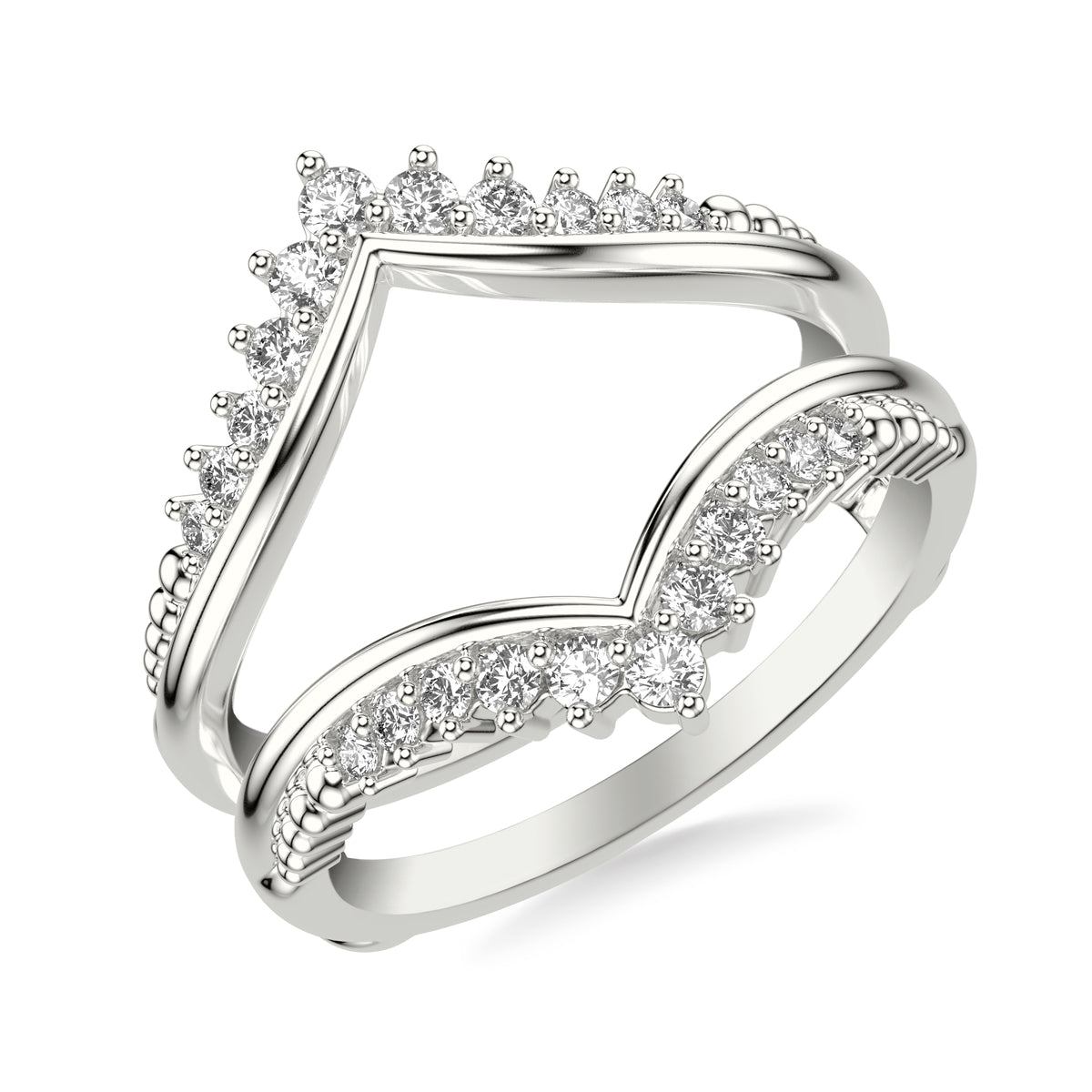 Contemporary V-Shape Ring Enhancer with Diamond Accents