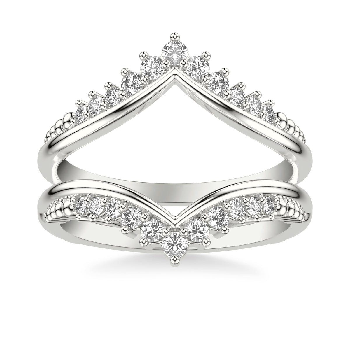 Contemporary V-Shape Ring Enhancer with Diamond Accents