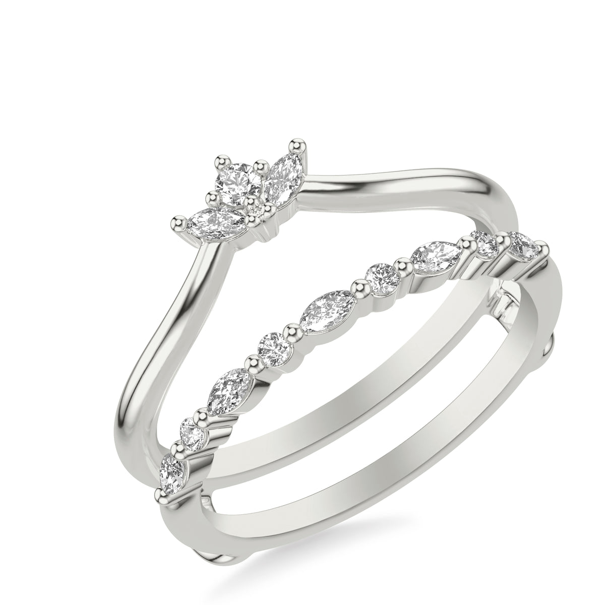 Contemporary Ring Enhancer with Marquise and Round Diamonds