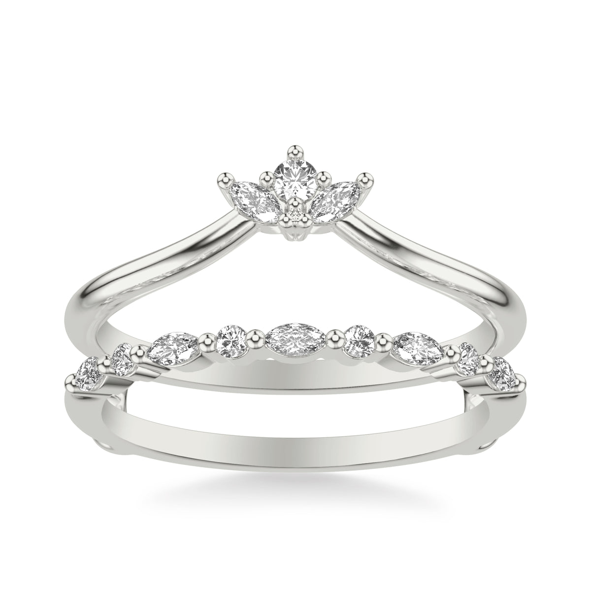Contemporary Ring Enhancer with Marquise and Round Diamonds