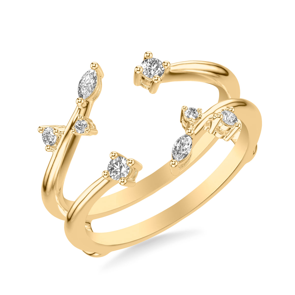 Contemporary Ring Enhancer with Diamond Petal Accents