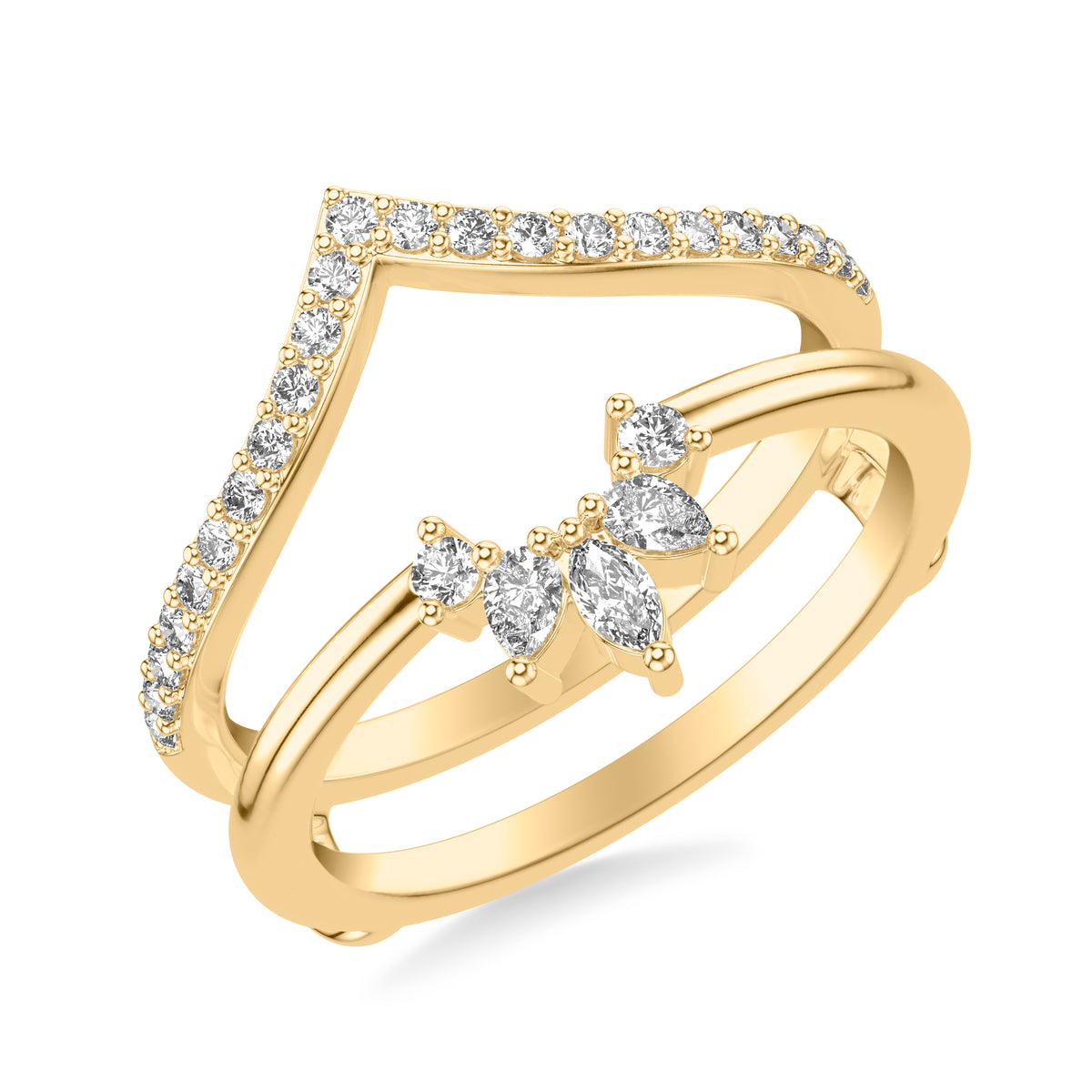 Contemporary Ring Enhancer with Round & Pear & Marquise-shaped Diamonds