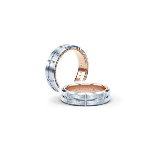 Verragio 14k White & Rose Gold Men's Wedding Band, VW-6026