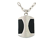 Stainless steel with leather dog tag pendant.