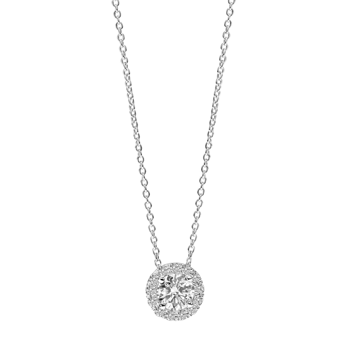 Classic 3/4 CT TW Lab Created Diamond Halo Pendant