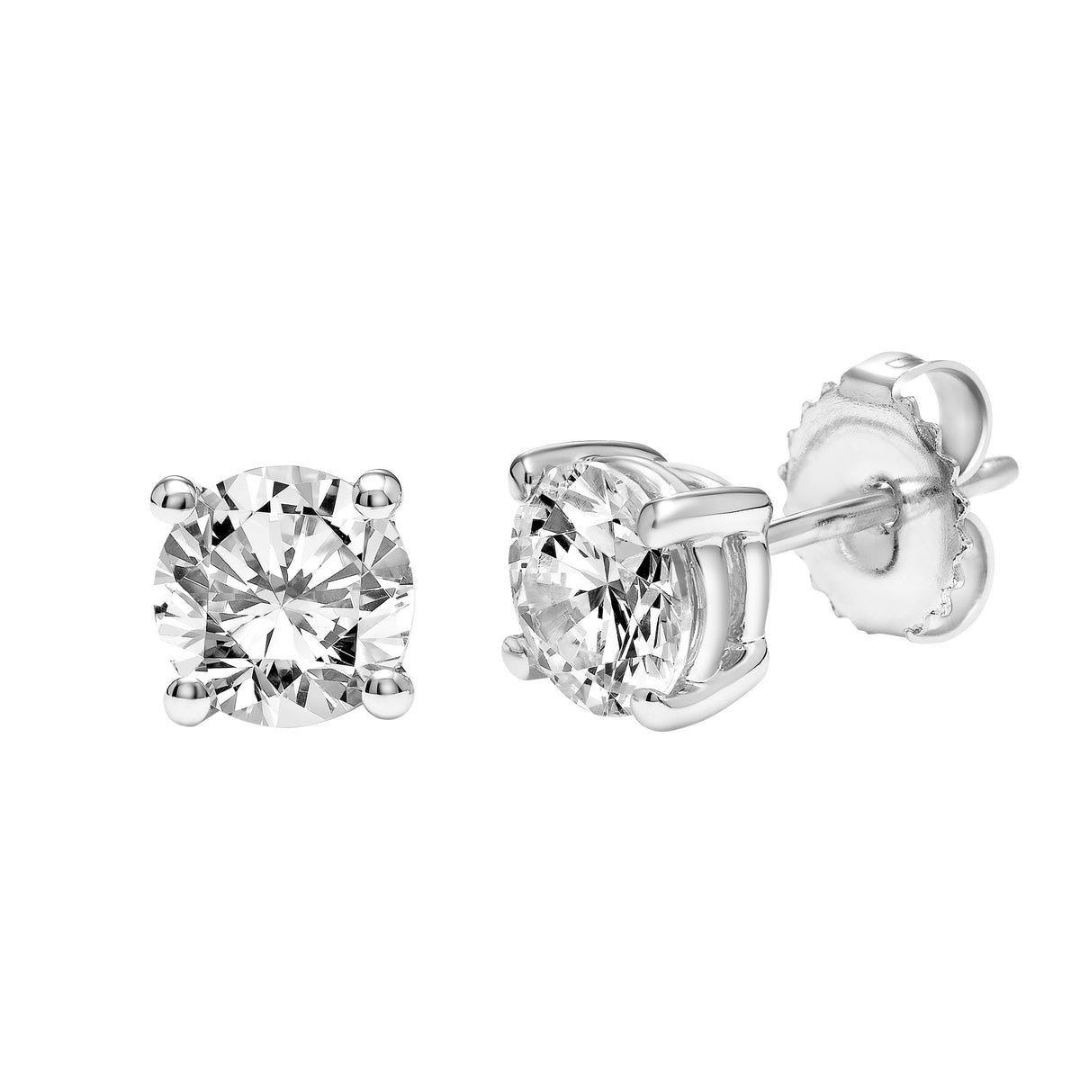 Classic 1 CT TW Lab Created Diamond Solitaire Earrrings