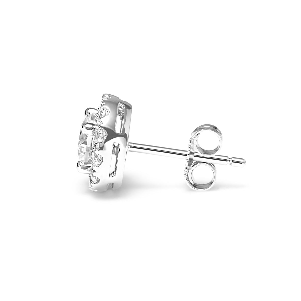 Classic 1 1/2 CT TW Lab Created Diamond Halo Earrings