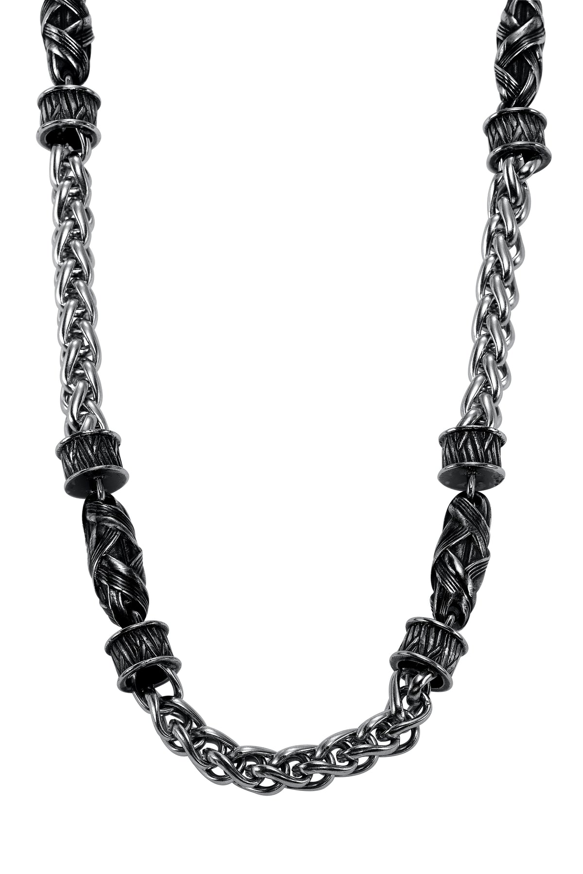 Stainless Steel Necklace with Cast components and square toggle clasp