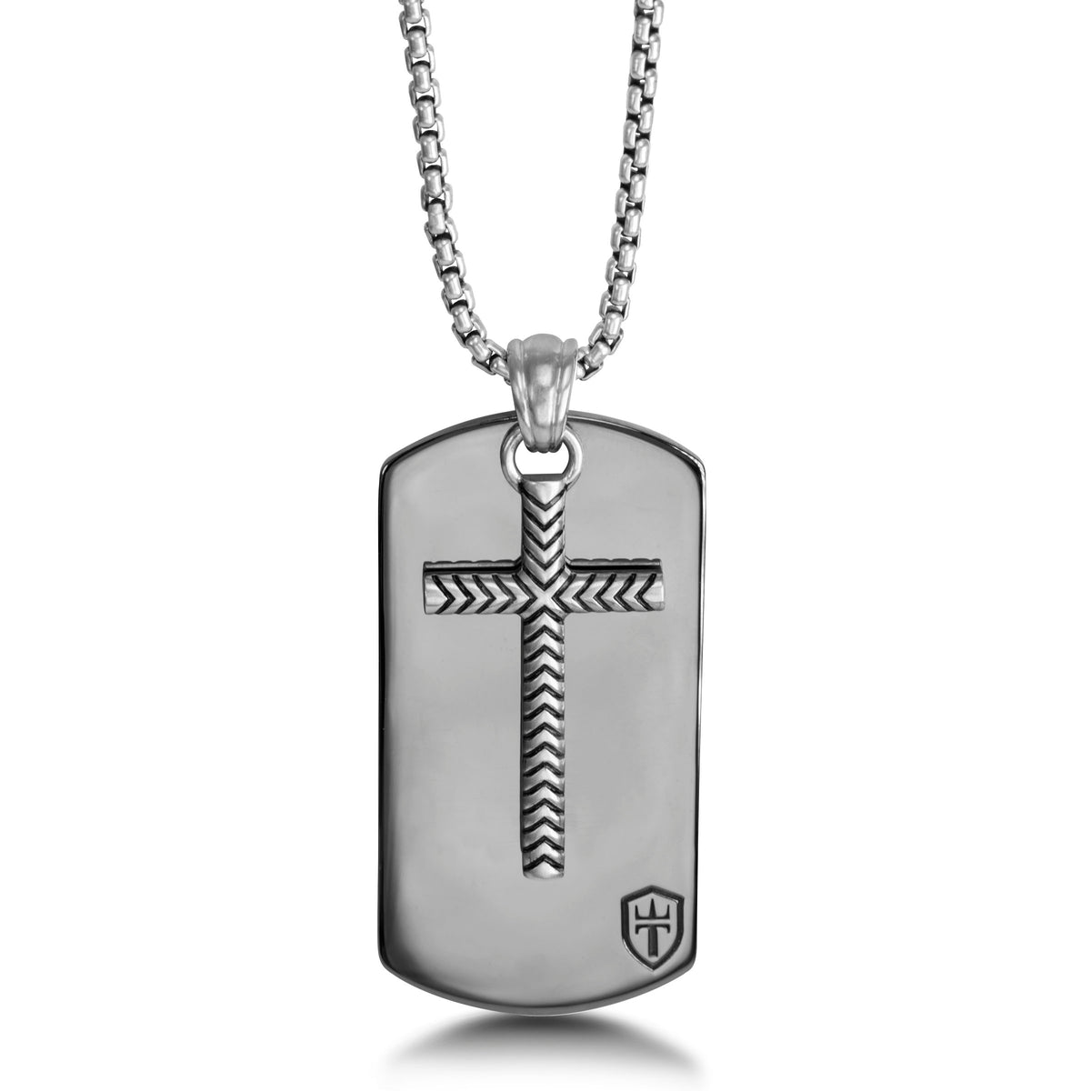 26 Box Chain Necklace Dog Tag With Cross