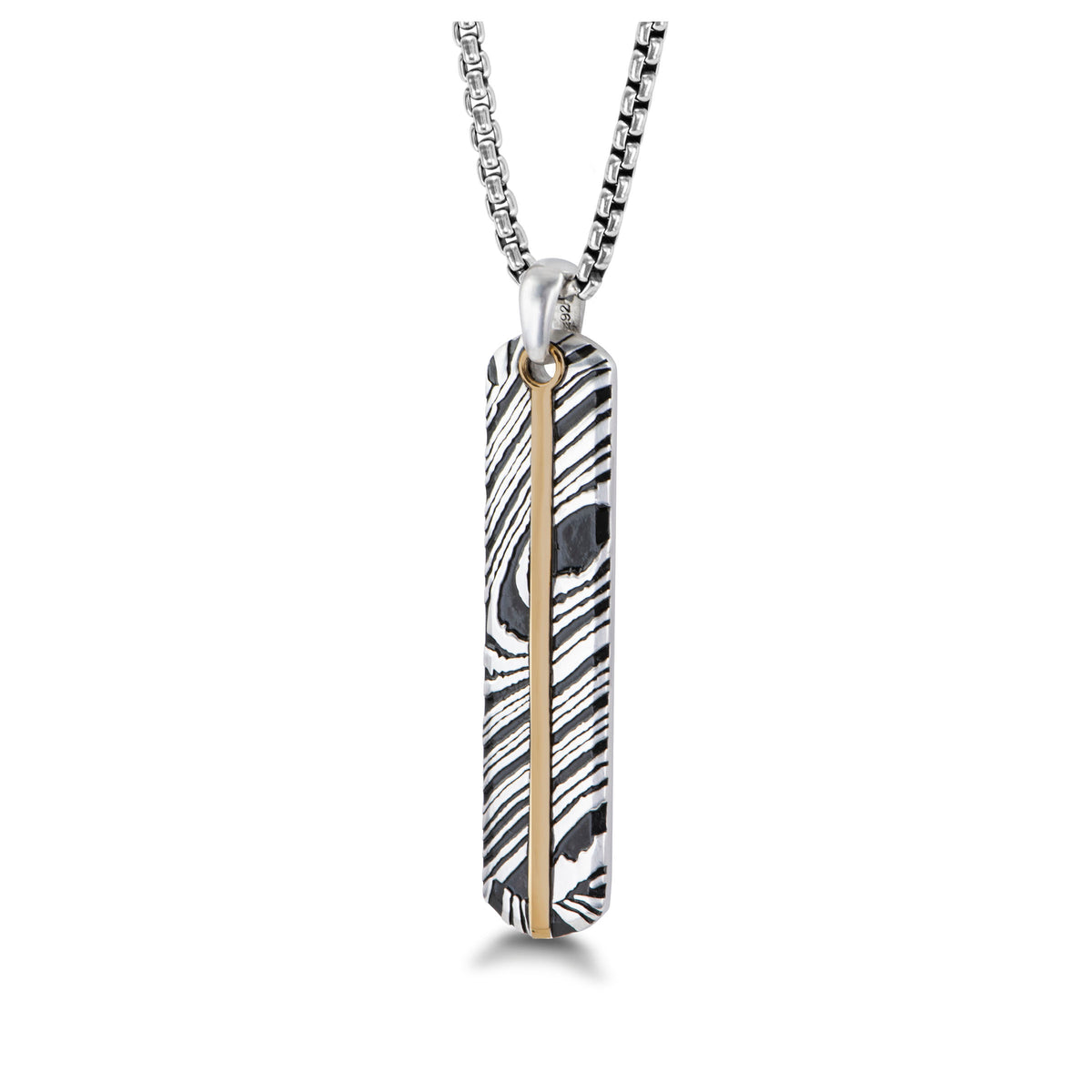 26box chain necklace dog tag with damscus pattern