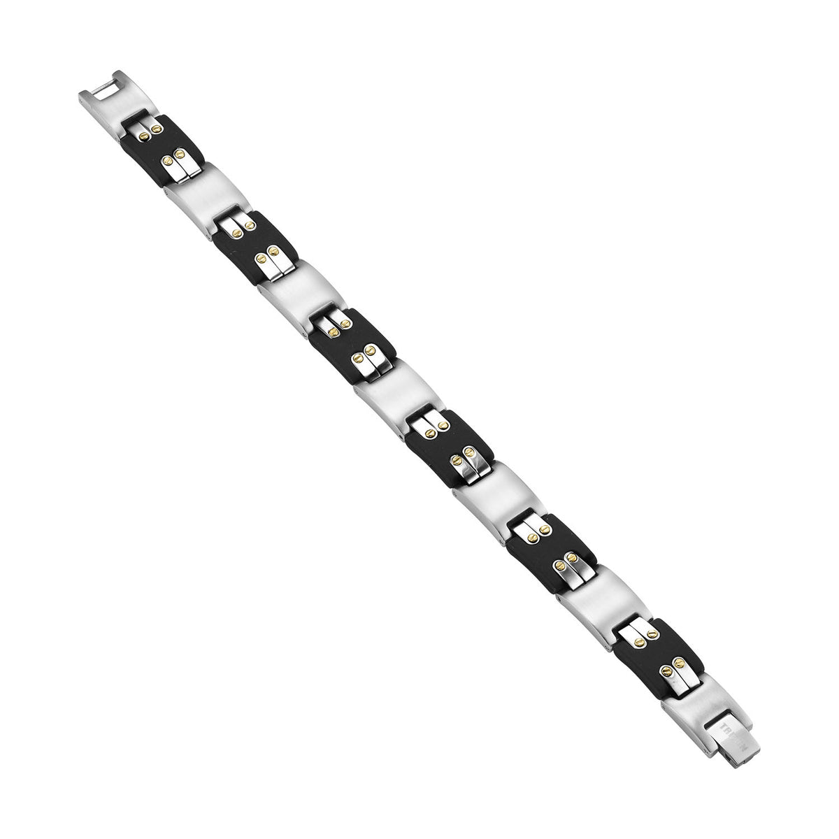 Stainless steel linked bracelet with resin accents