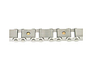 Stainless steel bracelet with 14k gold accents and screw accents.