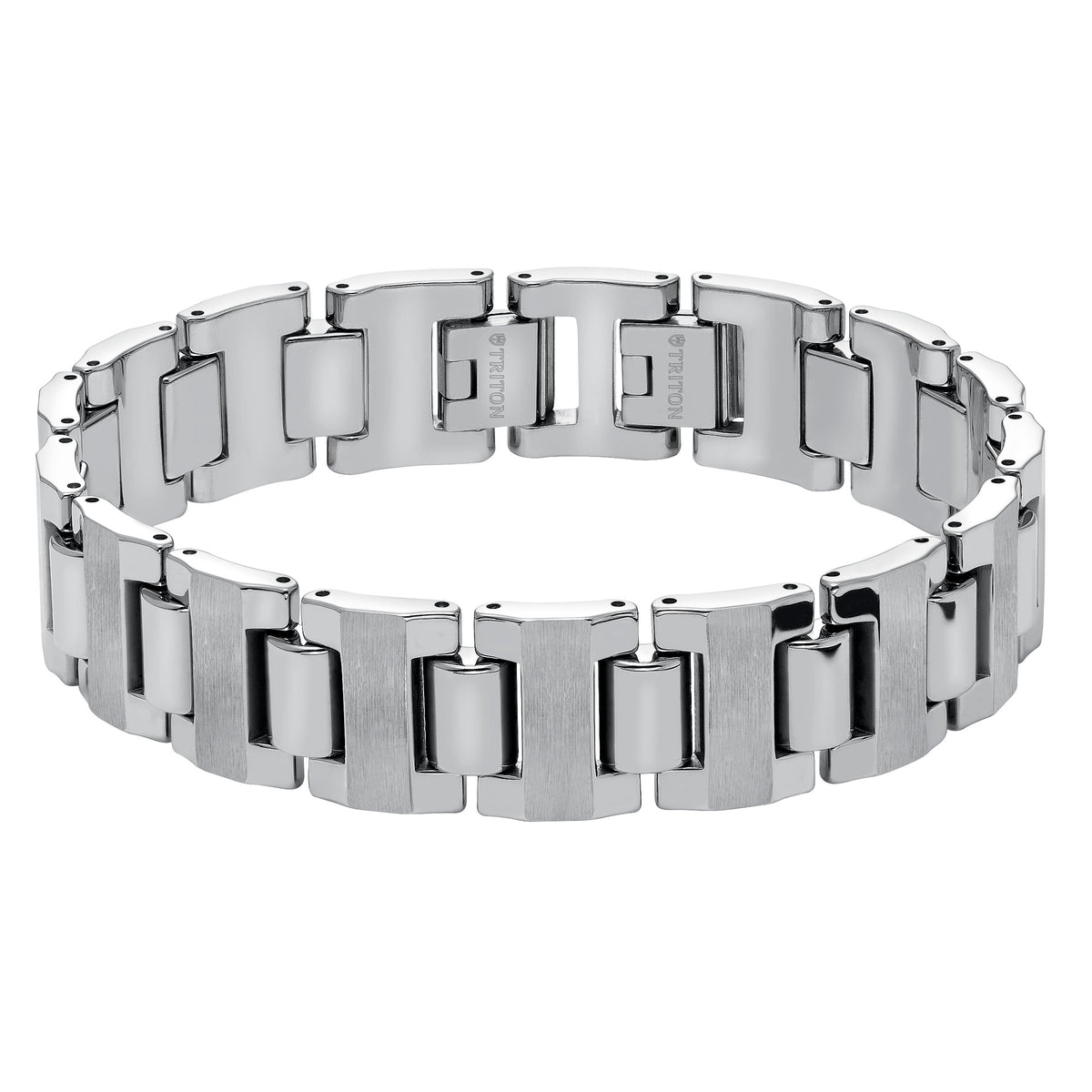 Tungsten carbide bracelet with black PVD accents and bright polish finish