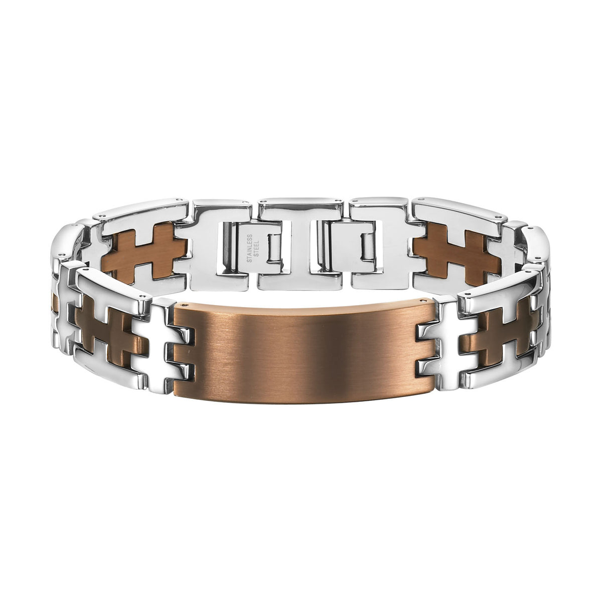 Stainless steel ID bracelet with Coffee PVD