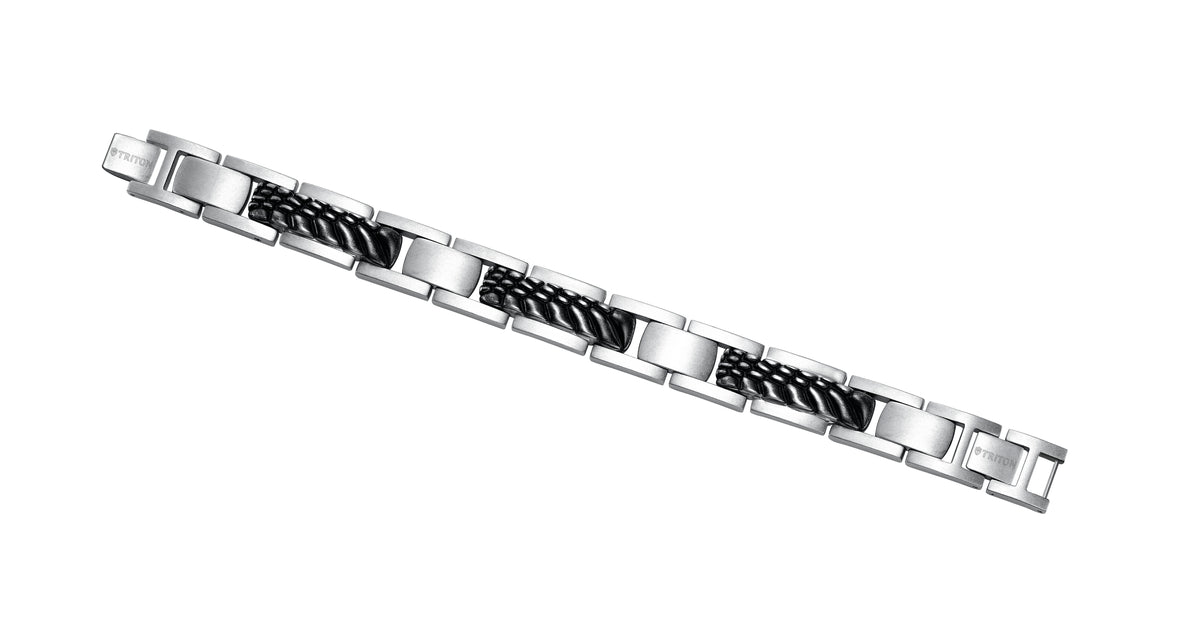 Textured steel link bracelet