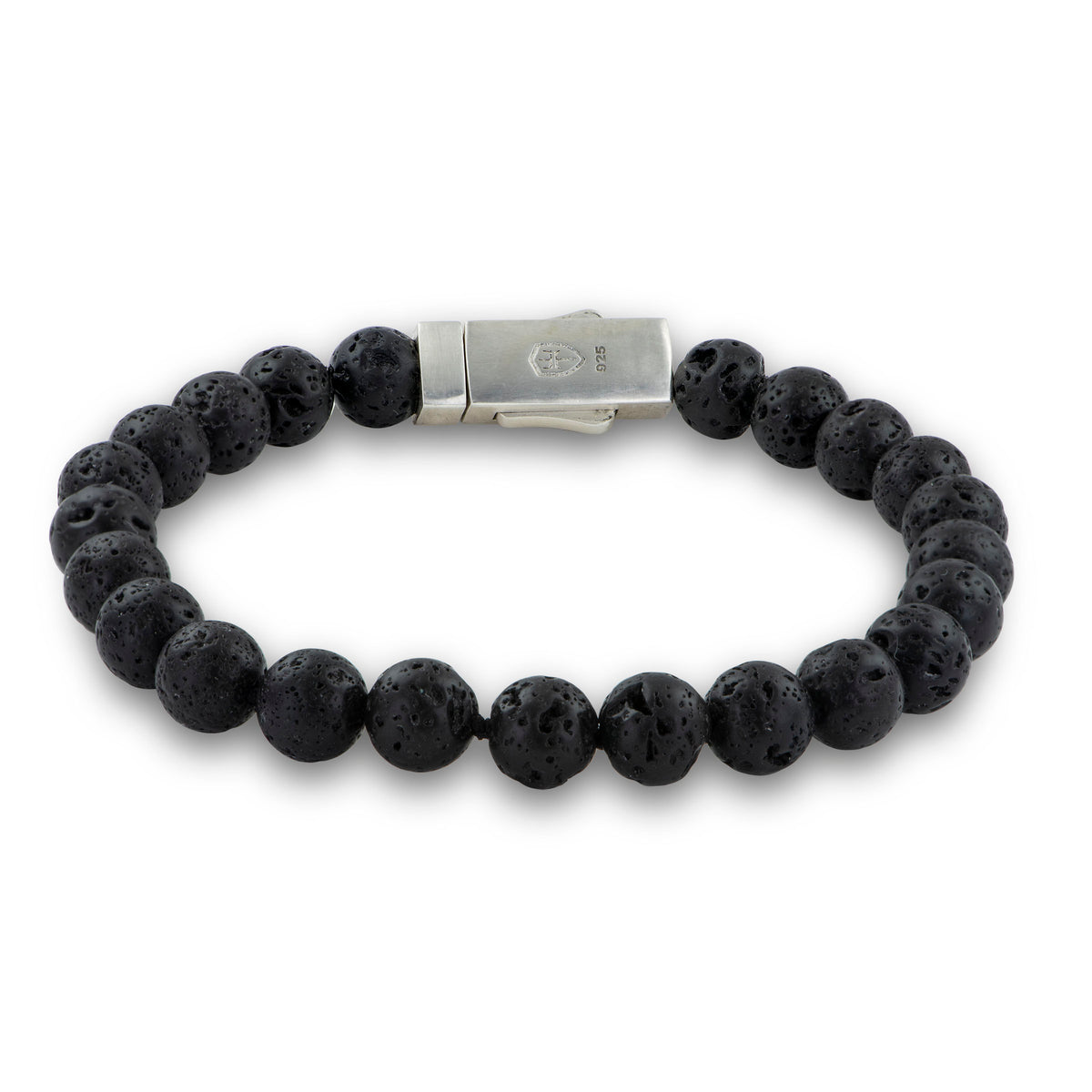 8.5 Blk Lava Rock Beaded Stone Brac Magnetic Closure