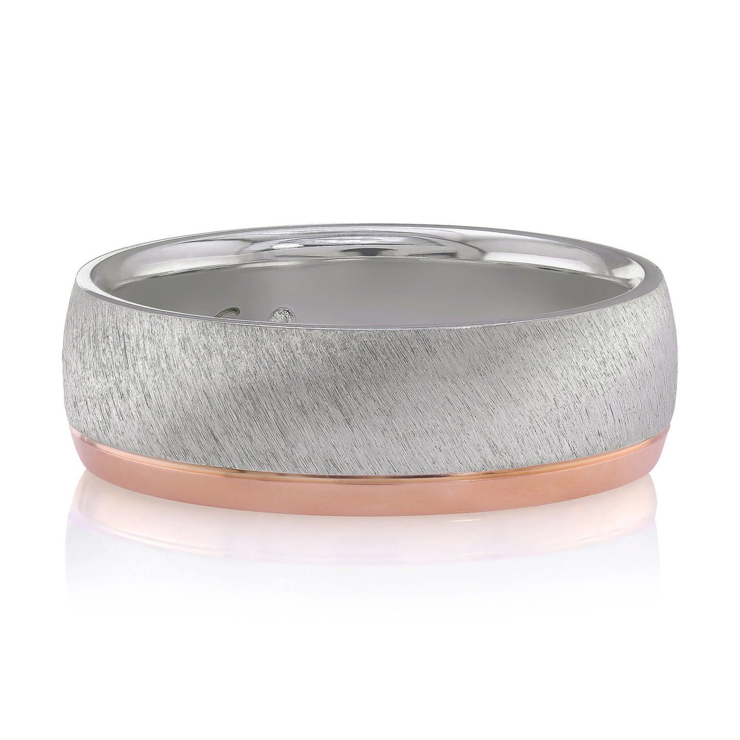 Two-Tone Scratched Matte Finish Platinum Men’s Wedding Band