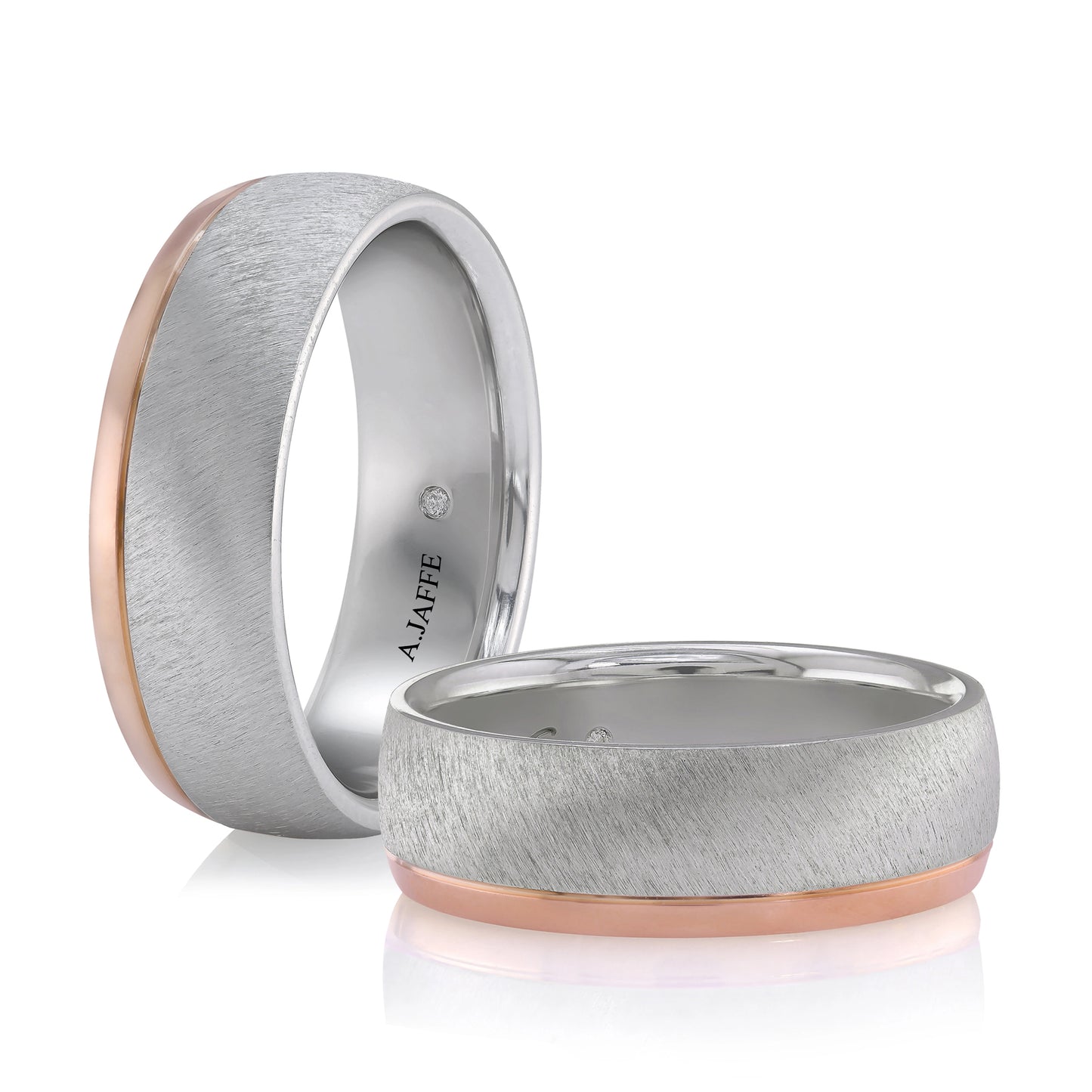 Two-Tone Scratched Matte Finish Platinum Men’s Wedding Band