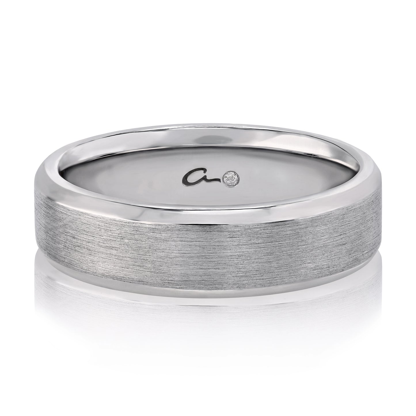 Modern Wire Brushed Finish Men's Wedding with Polished Edges