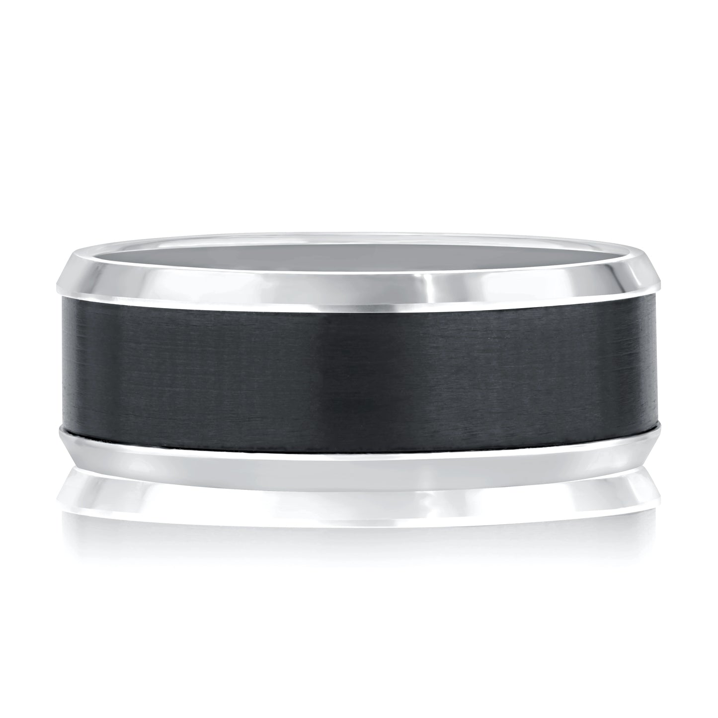 Black Zirconium Center Satin Finish with High Polish Beveled Edges