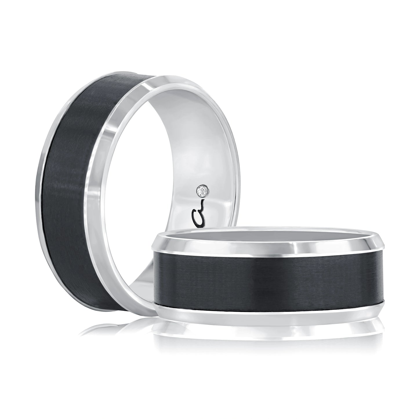 Black Zirconium Center Satin Finish with High Polish Beveled Edges