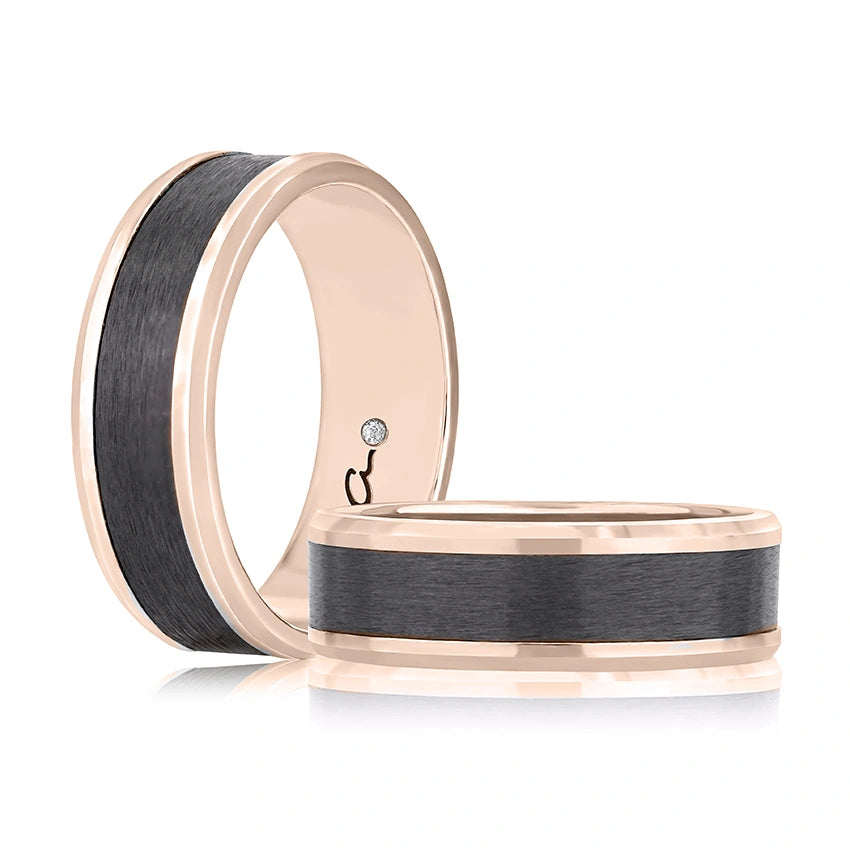 Black Zirconium Ring with Flat Edges
