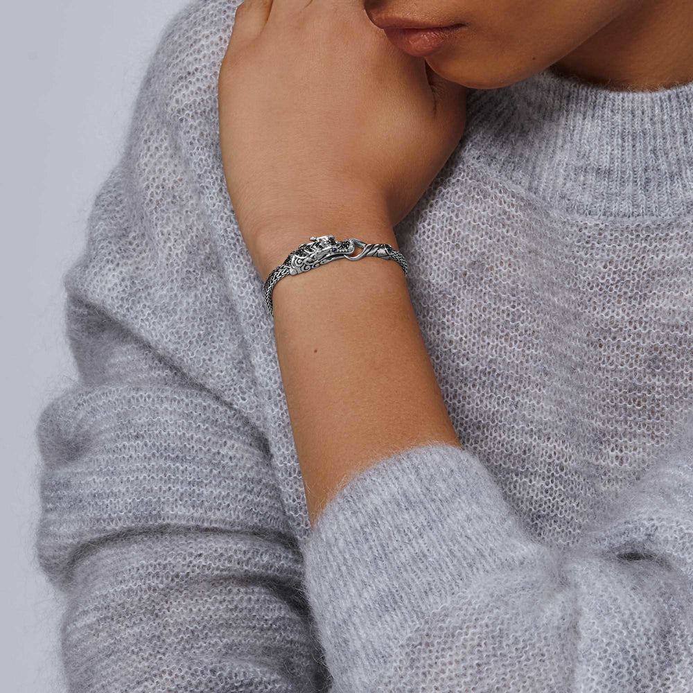 Naga Bracelet, Sterling Silver, Pave, 5MM