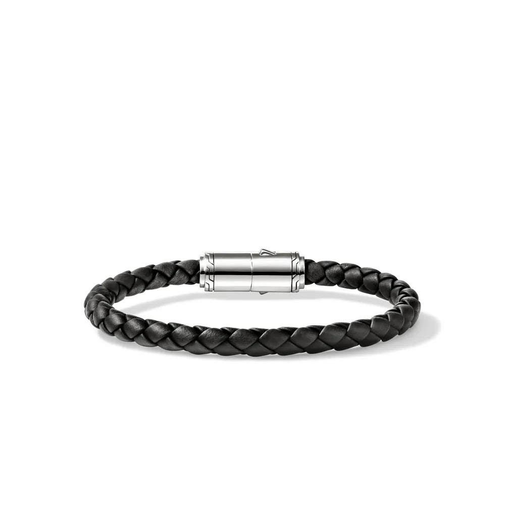 Leather Bracelet, Sterling Silver, 6MM