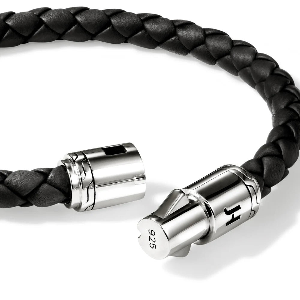Leather Bracelet, Sterling Silver, 6MM