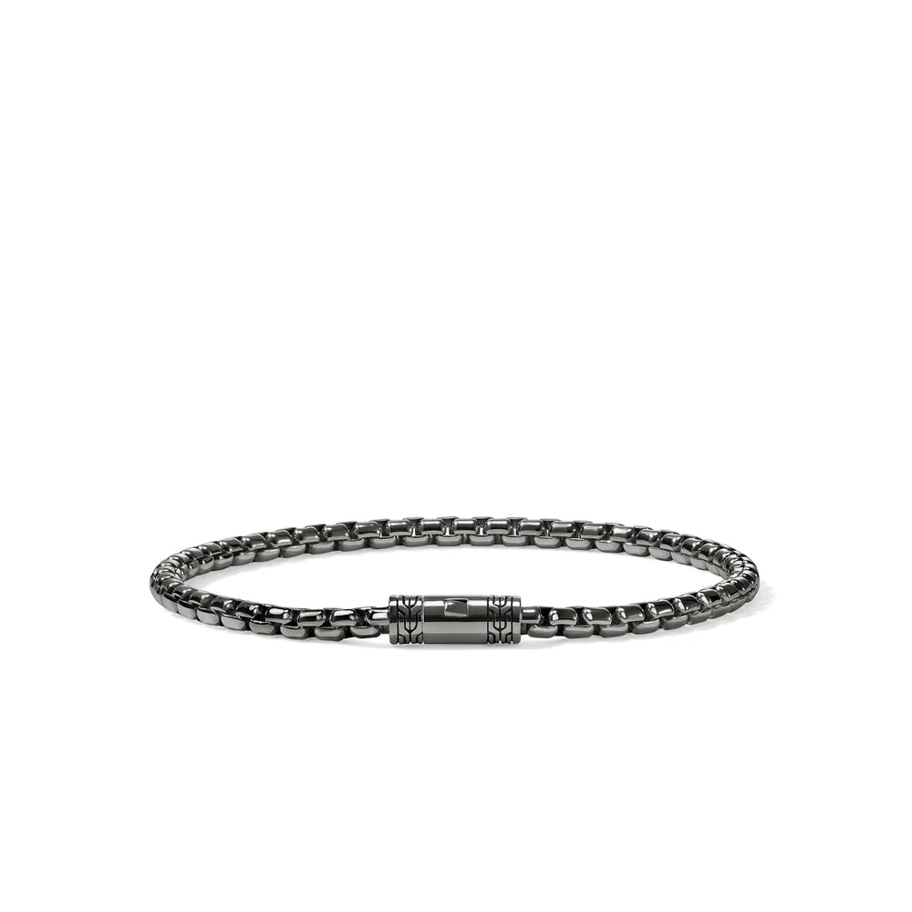 Box Chain Bracelet, Dark Silver, 3.7MM