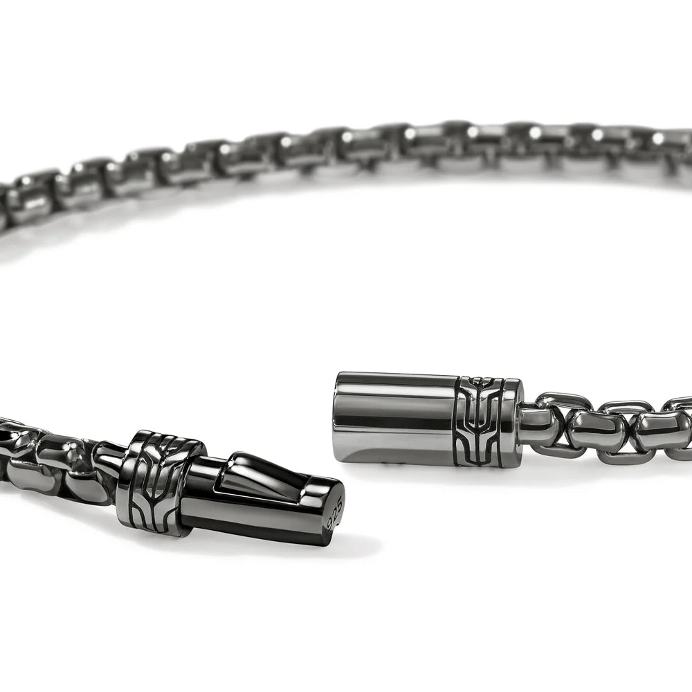 Box Chain Bracelet, Dark Silver, 3.7MM