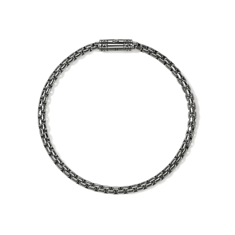 Box Chain Bracelet, Dark Silver, 3.7MM