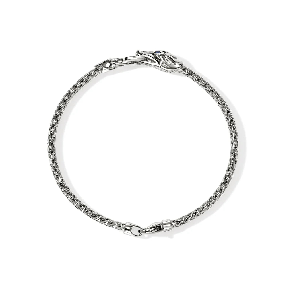 Naga Bracelet, Sterling Silver, Diamonds, Blue Sapphire, 3.5MM