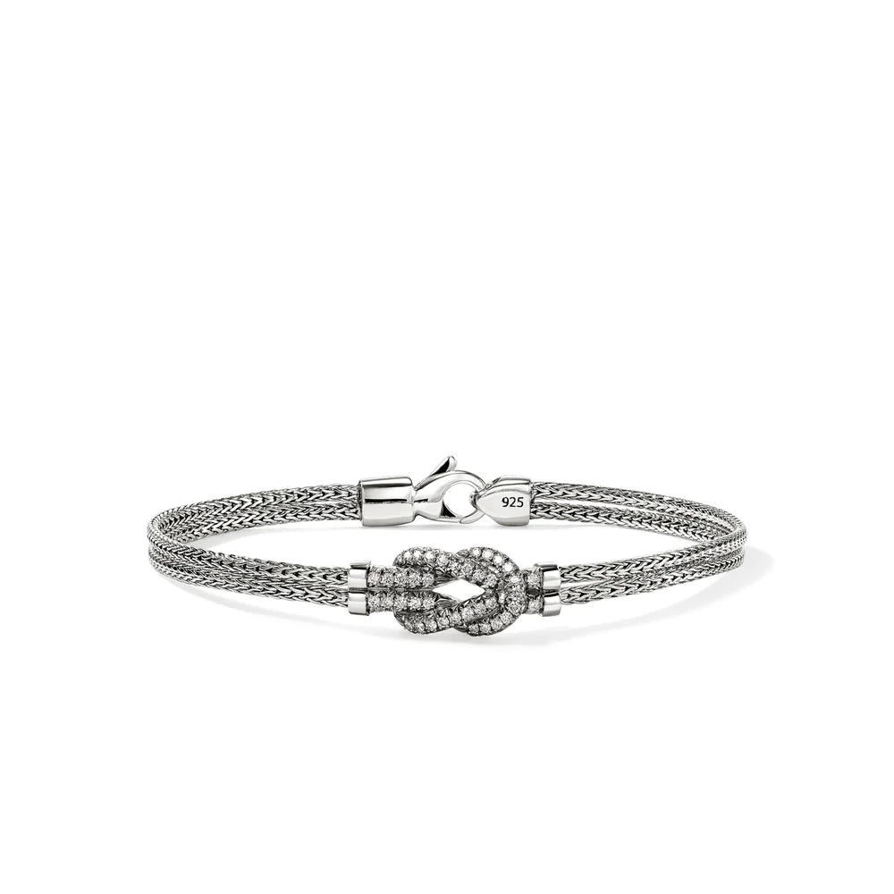 Love Knot Bracelet, Sterling Silver, Diamonds